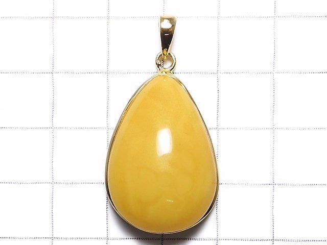 [Video][One of a kind] Baltic Amber Pendant 18KGP Honey Color NO.149