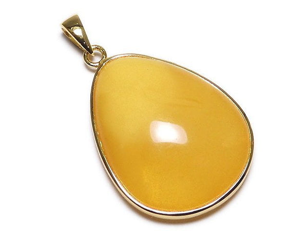 [Video][One of a kind] Baltic Amber Pendant 18KGP Honey Color NO.150