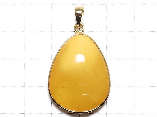 [Video][One of a kind] Baltic Amber Pendant 18KGP Honey Color NO.150