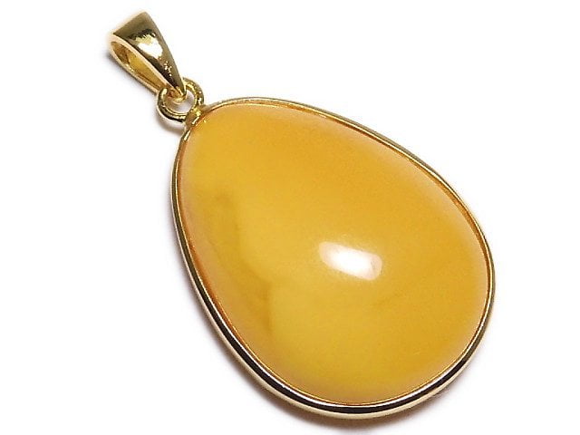 [Video][One of a kind] Baltic Amber Pendant 18KGP Honey Color NO.153