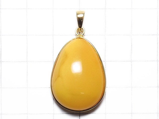 [Video][One of a kind] Baltic Amber Pendant 18KGP Honey Color NO.153