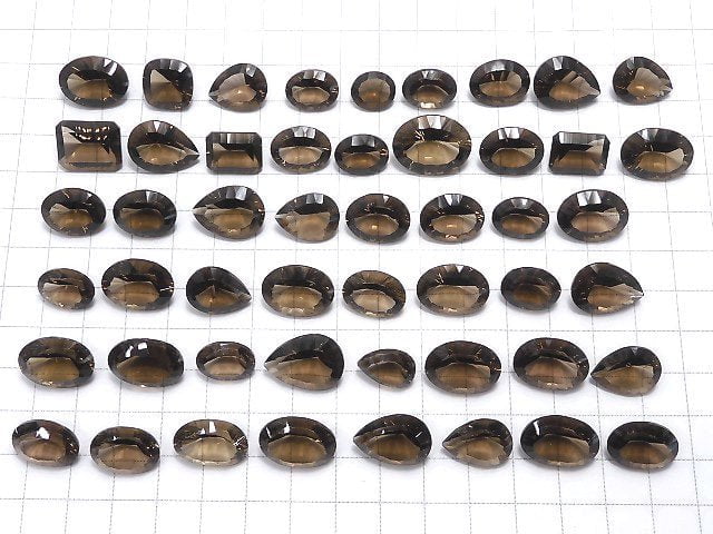 [Video][One of a kind] High Quality Smoky Quartz AAA Loose stone Concave Cut 50pcs set NO.19