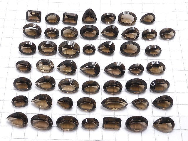 [Video][One of a kind] High Quality Smoky Quartz AAA Loose stone Concave Cut 50pcs set NO.20