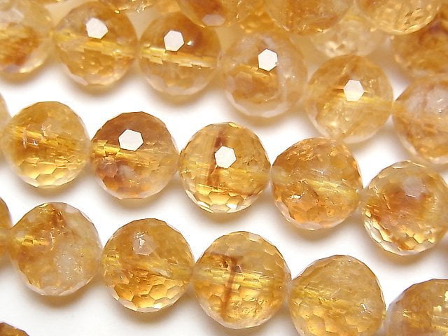 [Video]High Quality! Phantom Citrine AA++ 128Faceted Round 10mm half or 1strand beads (aprx.15inch/36cm)