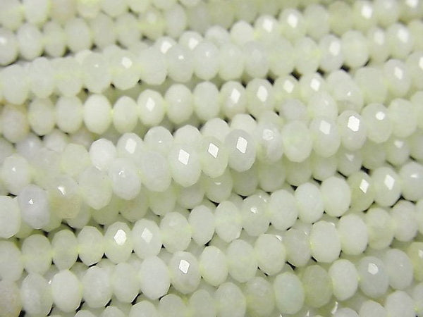 [Video]High Quality! Burmese Jadeite AA Faceted Button Roundel 4x4x2.5mm 1strand beads (aprx.15inch/37cm)