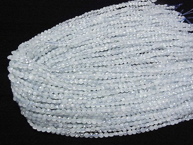 [Video]High Quality! Aquamarine AA++ Faceted Coin 4x4x2.5mm 1strand beads (aprx.15inch/37cm)