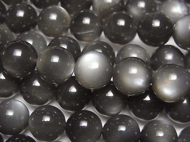 [Video]Silver Shine Gray Moonstone AAA- Round 10mm 1/4 or 1strand beads (aprx.15inch/38cm)
