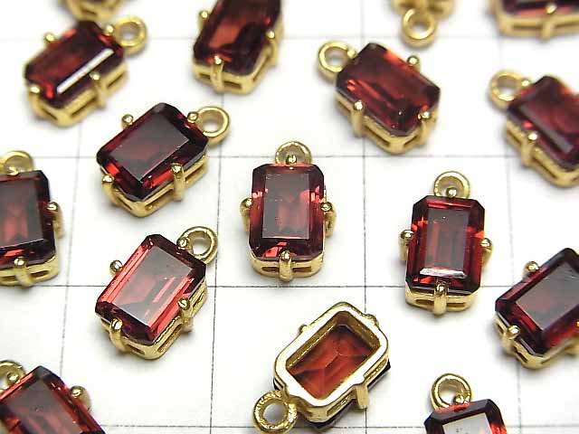 [Video]High Quality Mozambique Garnet AAA Bezel Setting Rectangle Faceted 8x6mm 18KGP 1pc
