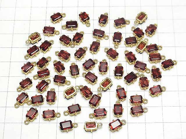 [Video]High Quality Mozambique Garnet AAA Bezel Setting Rectangle Faceted 8x6mm 18KGP 1pc