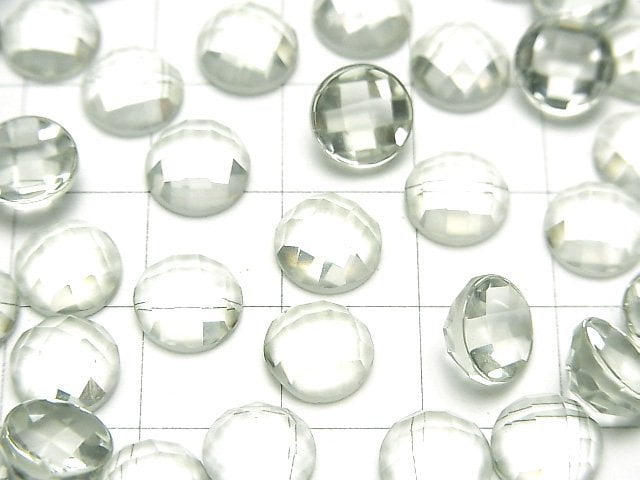 [Video]High Quality Green Amethyst AAA Round Faceted Cabochon 8x8mm 3pcs