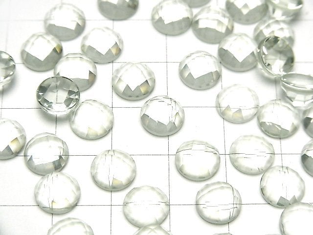 [Video]High Quality Green Amethyst AAA Round Faceted Cabochon 8x8mm 3pcs