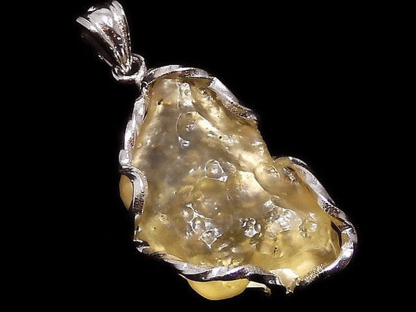 [Video][One of a kind] Libyan Desert Glass Rough Rock Nugget Pendant Silver925 NO.461