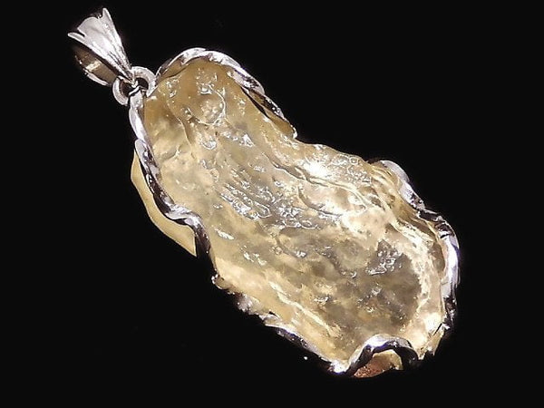[Video][One of a kind] Libyan Desert Glass Rough Rock Nugget Pendant Silver925 NO.462