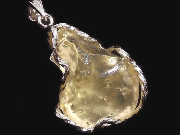 [Video][One of a kind] Libyan Desert Glass Rough Rock Nugget Pendant Silver925 NO.466