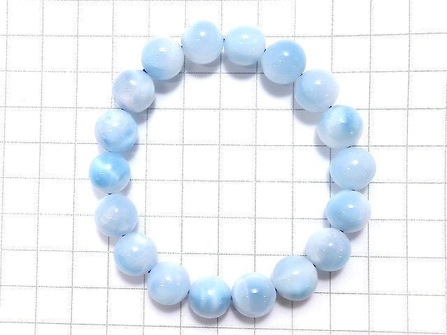 [Video][One of a kind] Ice Larimar Pectolite AAA Round 11.5mm Bracelet NO.111