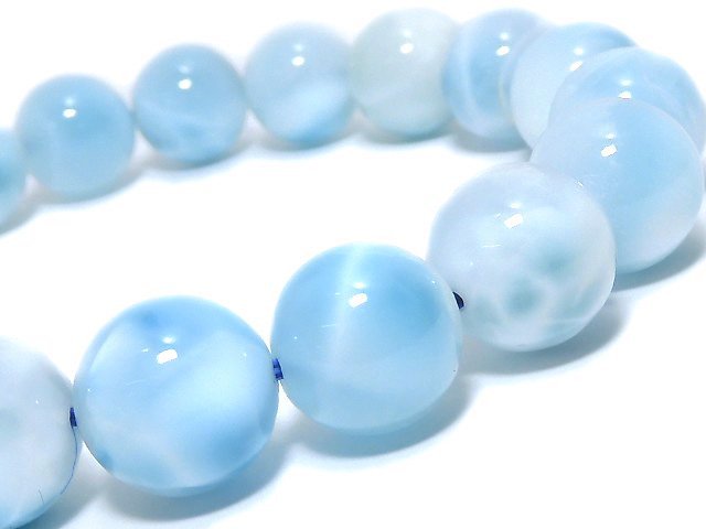 [Video][One of a kind] Ice Larimar Pectolite AAA Round 11.5mm Bracelet NO.111