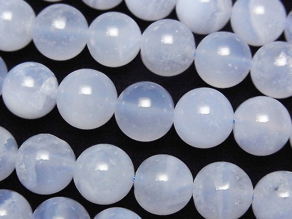 [Video] Natural color Blue Chalcedony AA++ Round 10mm half or 1strand beads (aprx.15inch/38cm)
