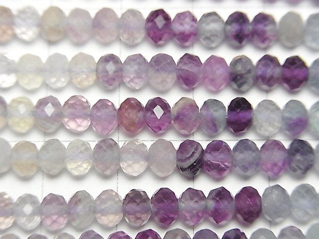 [Video]High Quality! Multicolor Fluorite AAA- Faceted Button Roundel 5x5x3mm 1strand beads (aprx.15inch/37cm)
