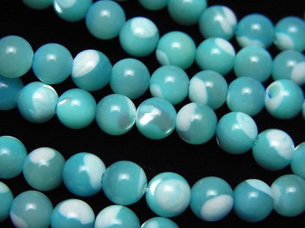 Mother of Pearl MOP Light Blue Round 6mm 1strand beads (aprx.15inch/38cm)
