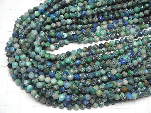 [Video]High Quality! Chrysocolla AA++ 32Faceted Round 4mm 1strand beads (aprx.14inch/35cm)