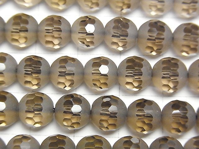 [Video]Partially Faceted Frosted Smoky Quartz AAA Round 8mm half or 1strand beads (aprx.15inch/38cm)
