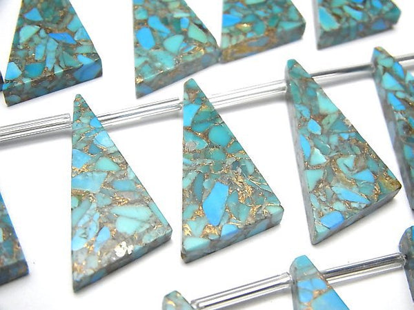 [Video]Blue Copper Turquoise AAA Flat Triangle 25x15mm half or 1strand (8pcs )