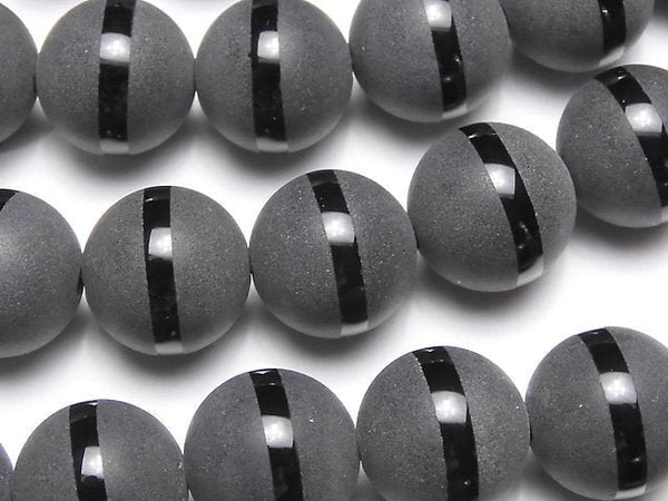 Line Carved Frosted Onyx Round 12mm 1strand beads (aprx.15inch/38cm)