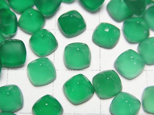[Video]High Quality Green Onyx AAA Sugarloaf Cut 6x6mm 4pcs