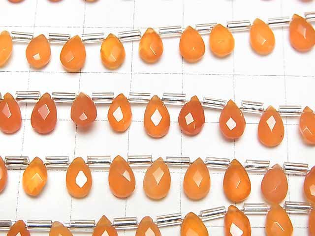 [Video]High Quality Carnelian AAA Pear shape Faceted Briolette 8x5mm 1strand (18pcs )