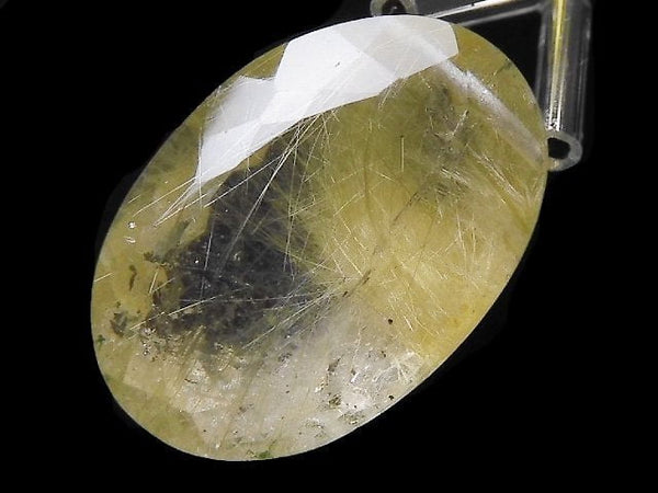 [Video][One of a kind] High Quality Rutilated Quartz AAA- Faceted Top Side Drilled Hole 1pc NO.34