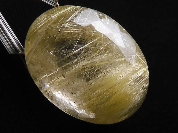 [Video][One of a kind] High Quality Rutilated Quartz AAA- Faceted Top Side Drilled Hole 1pc NO.43