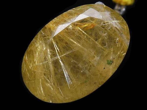 [Video][One of a kind] High Quality Rutilated Quartz AAA- Faceted Top Side Drilled Hole 1pc NO.44