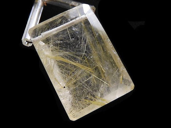[Video][One of a kind] High Quality Rutilated Quartz AAA- Faceted Top Side Drilled Hole 1pc NO.46