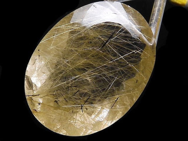 [Video][One of a kind] High Quality Rutilated Quartz AAA- Faceted Top Side Drilled Hole 1pc NO.48