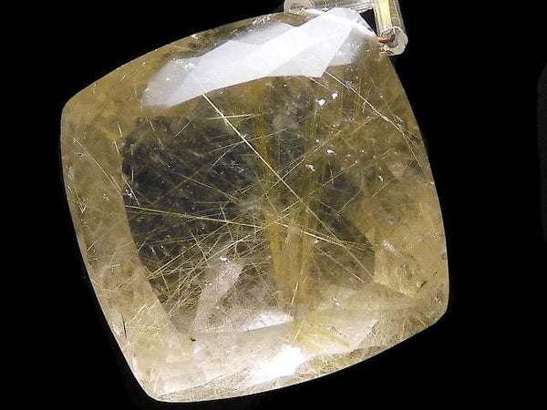 [Video][One of a kind] High Quality Rutilated Quartz AAA- Faceted Top Side Drilled Hole 1pc NO.50