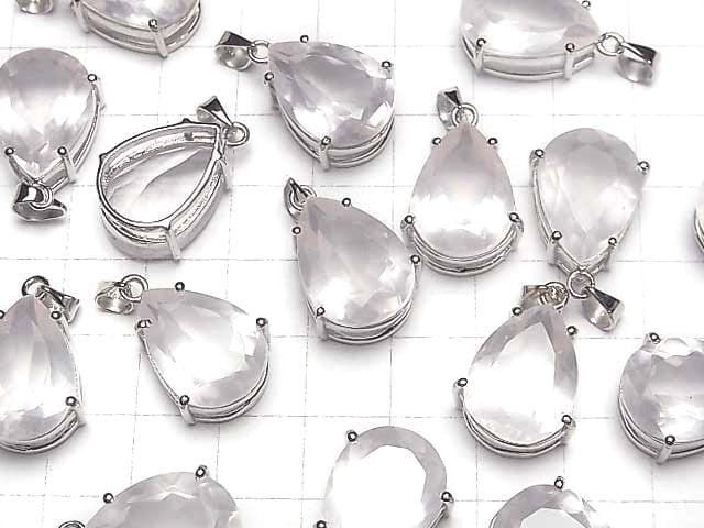 [Video]High Quality Rose Quartz AAA Pear shape Faceted Pendant 18x13mm Silver925