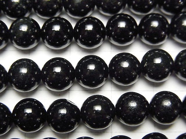 [Video] Black Omphacite Round 8mm half or 1strand beads (aprx.15inch/36cm)