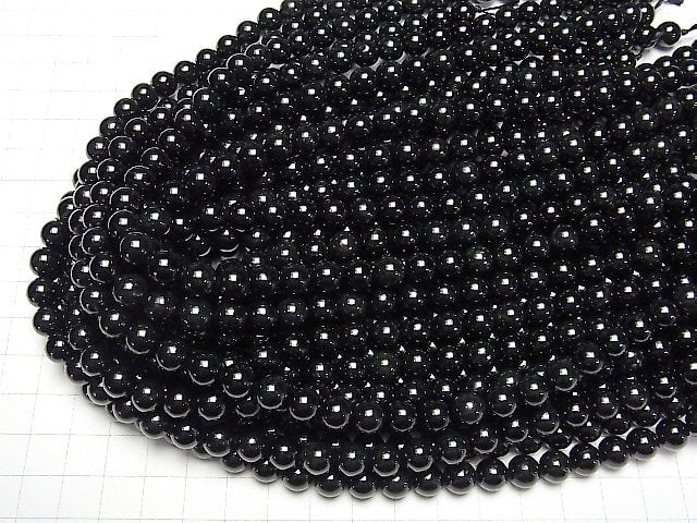 [Video] Black Omphacite Round 8mm half or 1strand beads (aprx.15inch/36cm)
