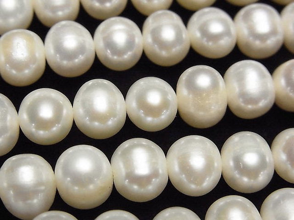 [Video]Fresh Water Pearl AA+ Potato 8-9mm White 1strand beads (aprx.15inch/37cm)