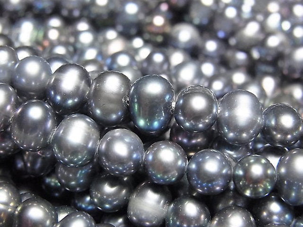 [Video]Fresh Water Pearl AA Metallic Navy Potato 6mm 1strand beads (aprx.13inch/33cm)