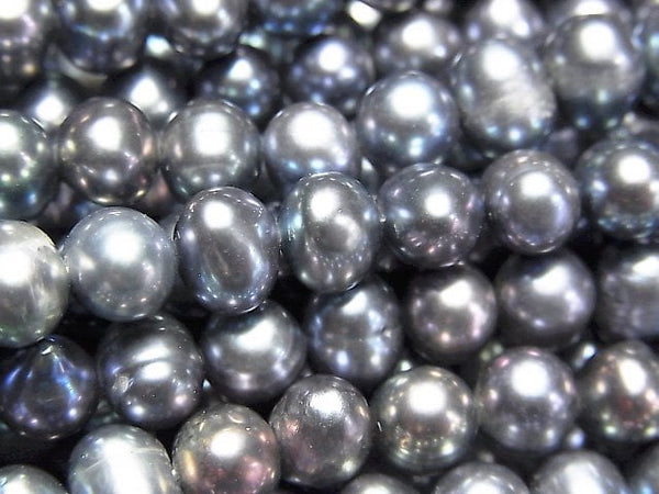 [Video]Fresh Water Pearl AA Metallic Navy Potato 6mm 1strand beads (aprx.13inch/33cm)