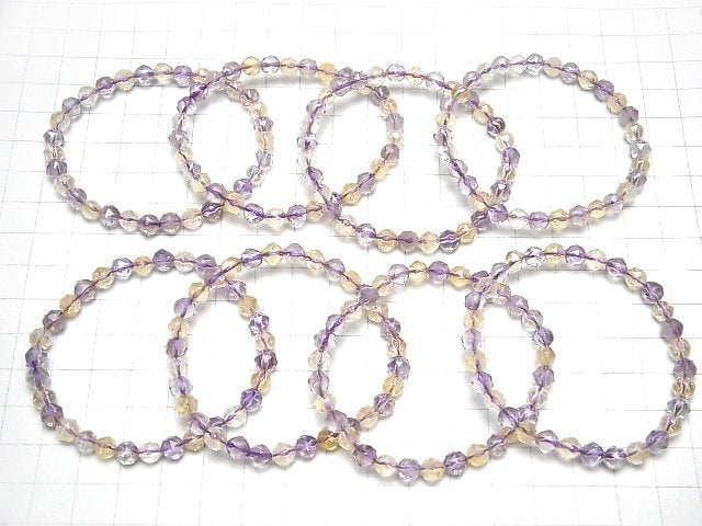 [Video]High Quality! Amethyst x Citrine AA++ Star Faceted Round 6mm Bracelet