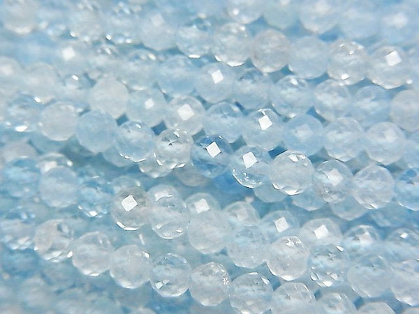 [Video]High Quality! Aquamarine AAA- Faceted Round 4mm half or 1strand beads (aprx.15inch/37cm)