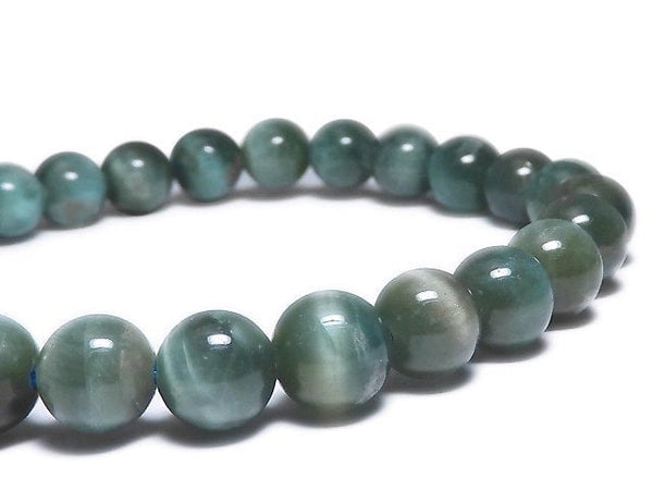 [Video][One of a kind] Apatite Cat's Eye Round 7mm Bracelet NO.22