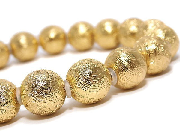 [Video][One of a kind] Meteorite (Muonionalusta ) Round 10mm Yellow Gold Bracelet NO.5