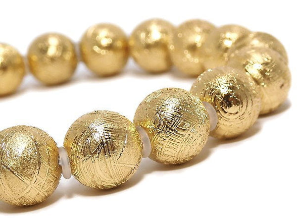[Video][One of a kind] Meteorite (Muonionalusta ) Round 10mm Yellow Gold Bracelet NO.4