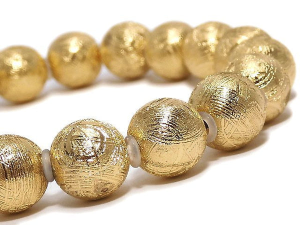 [Video][One of a kind] Meteorite (Muonionalusta ) Round 10mm Yellow Gold Bracelet NO.3