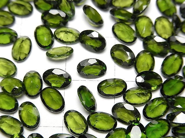 [Video]High Quality Chrome Diopside AAA Loose stone Oval Faceted 6x4mm 2pcs