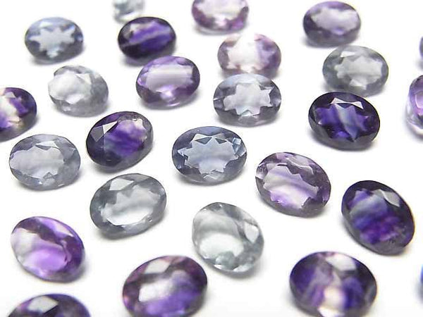 [Video]High Quality Multicolor Fluorite AAA Loose stone Oval Faceted 8x6mm 2pcs