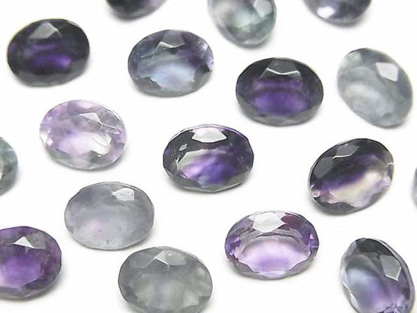 [Video]High Quality Multicolor Fluorite AAA Loose stone Oval Faceted 9x7mm 2pcs